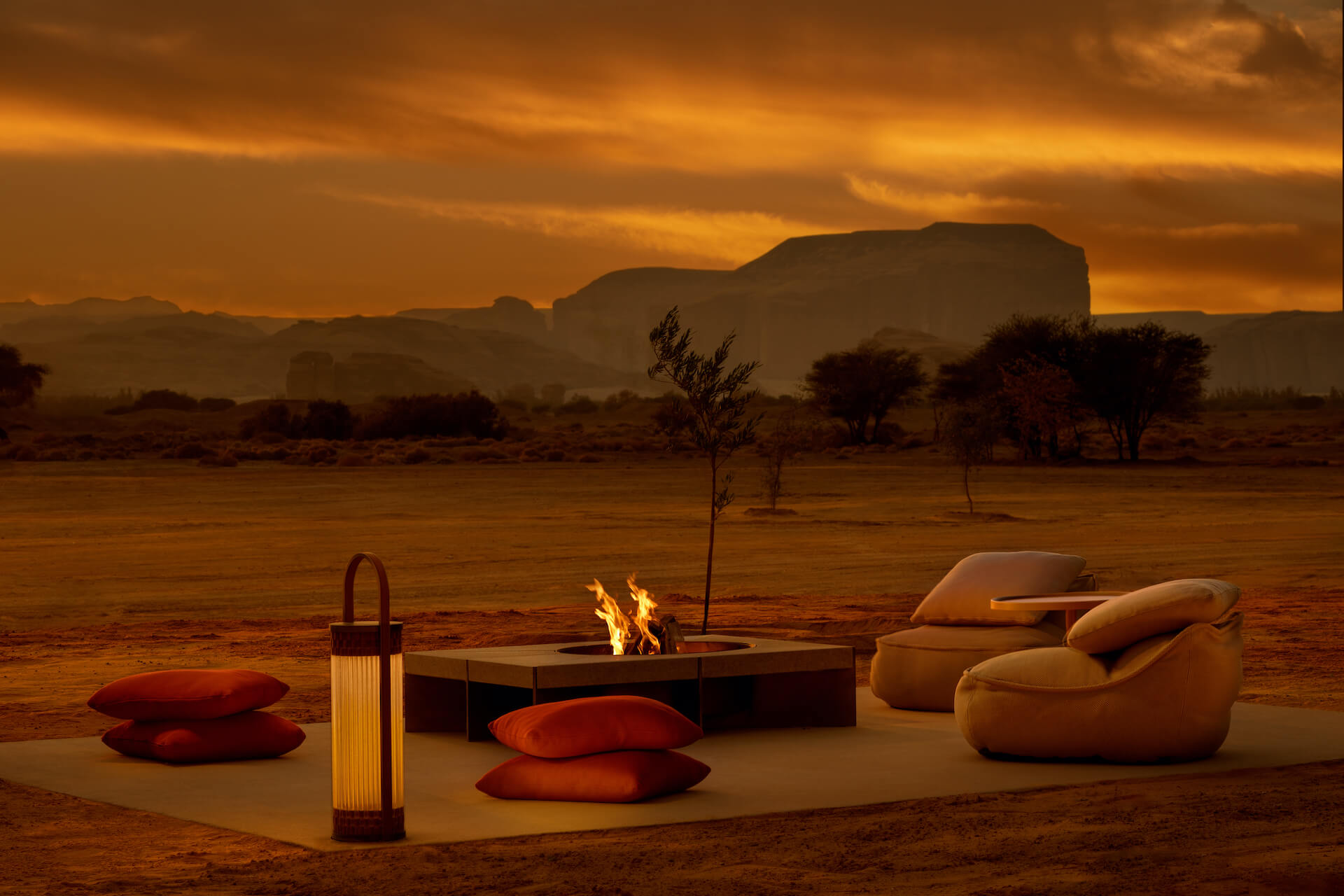The Chedi Hegra — suite interior with Nabataean landscape views, Hegra AlUla