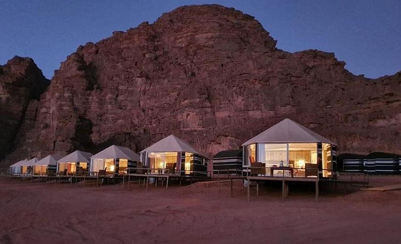 Wadi Rum Night Luxury Camp — bubble tents and sandstone formations, Wadi Rum Jordan